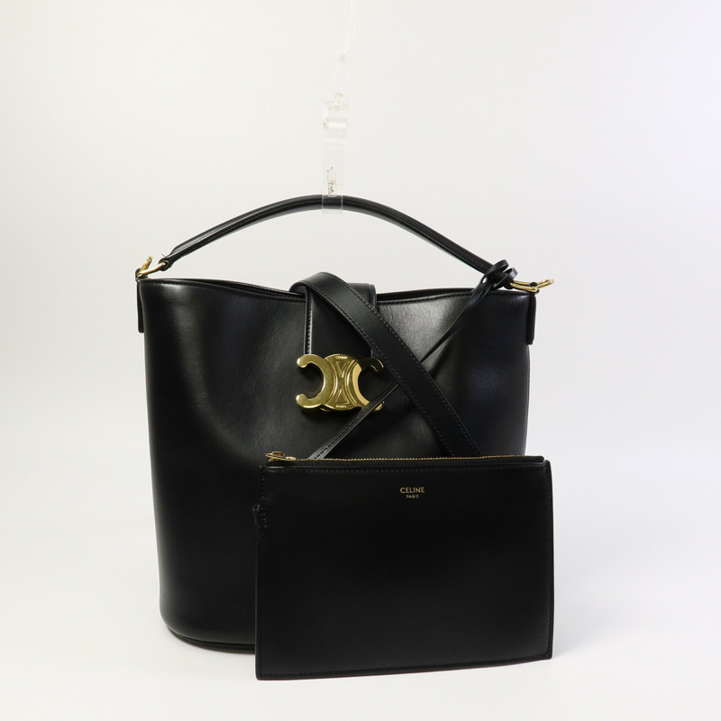 CELINE 牛皮皮革Louise Bucket Medium手挽肩背兩用袋-12