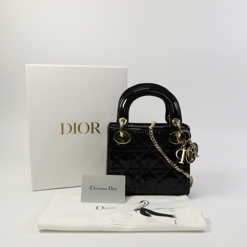 Dior 漆皮皮革Lady Dior Mini手挽肩背兩用袋-10