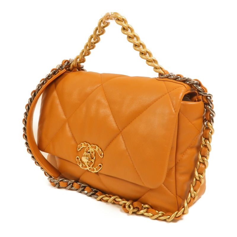 CHANEL 羊皮皮革Chanel 19 Small鏈帶手挽肩背兩用袋-2