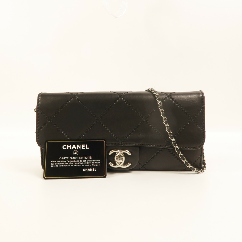CHANEL 羊皮皮革WOC鏈帶肩背袋-10