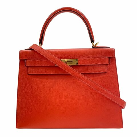 HERMES 愛馬仕 KELLY 28 凱莉包 EPSON 橘色系 金釦