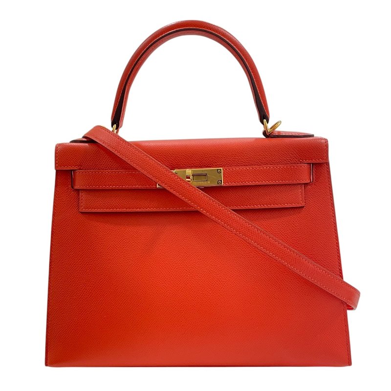 HERMES 愛馬仕 KELLY 28 凱莉包 EPSON 橘色系 金釦-0