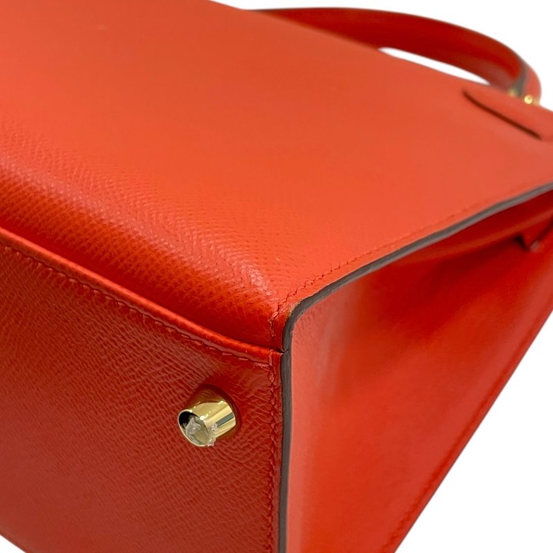 HERMES 愛馬仕 KELLY 28 凱莉包 EPSON 橘色系 金釦-9