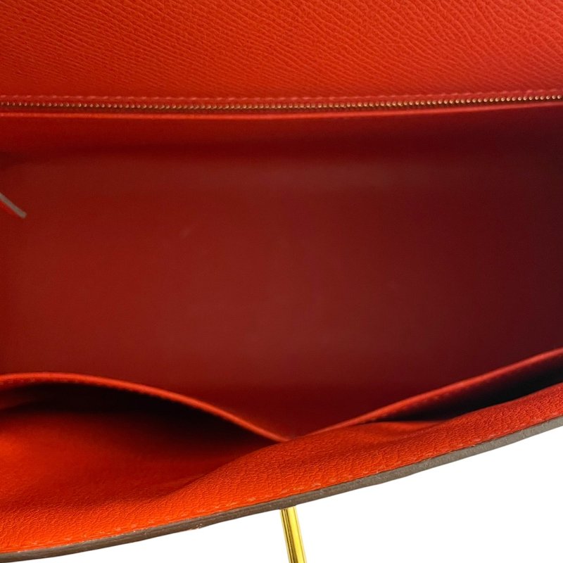 HERMES 愛馬仕 KELLY 28 凱莉包 EPSON 橘色系 金釦-13