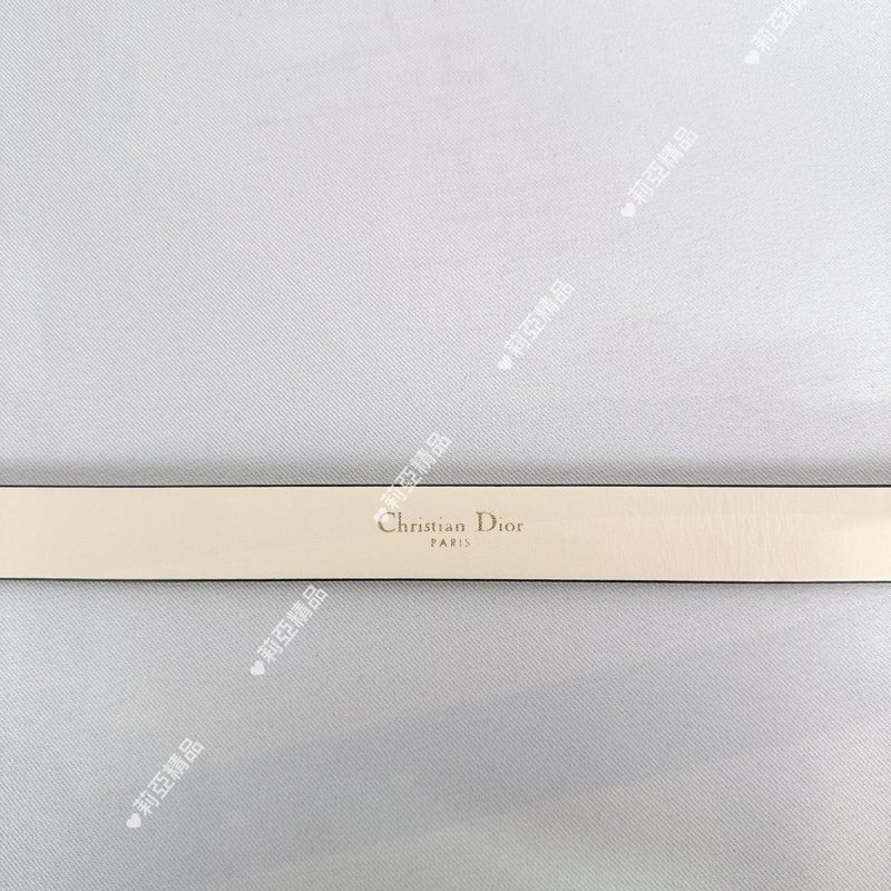 莉亞精品♡ Dior 霧金釦奶白色皮腰帶 75cm 二手美品-8