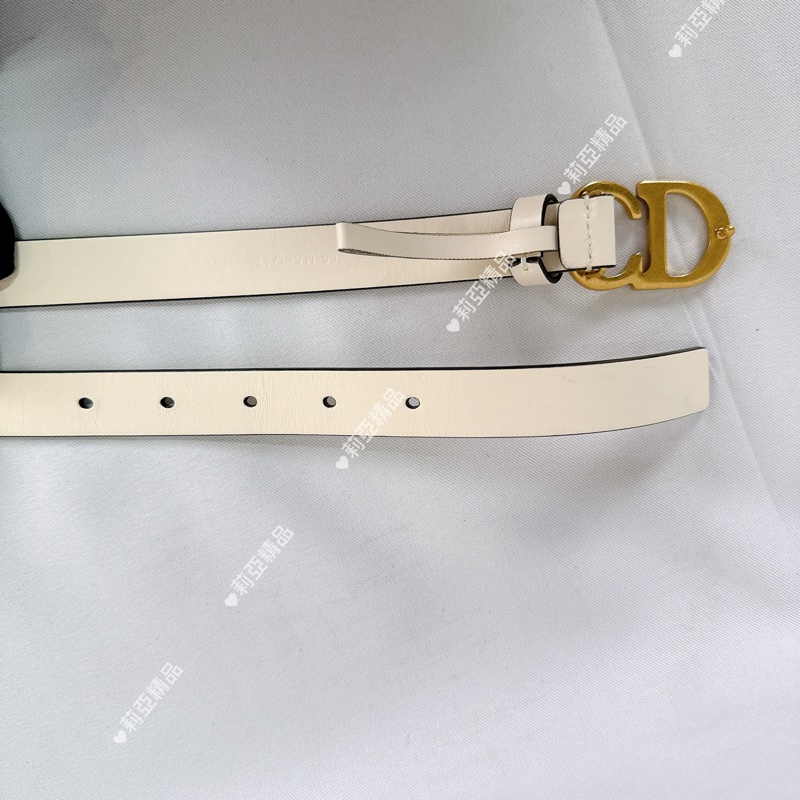 莉亞精品♡ Dior 霧金釦奶白色皮腰帶 75cm 二手美品-9
