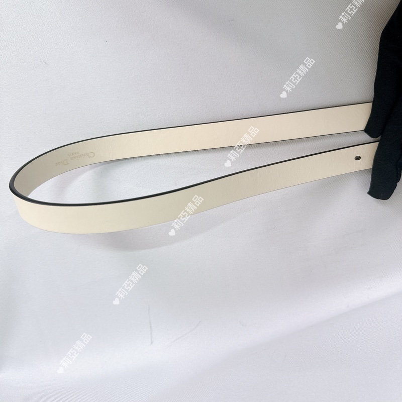 莉亞精品♡ Dior 霧金釦奶白色皮腰帶 75cm 二手美品-10