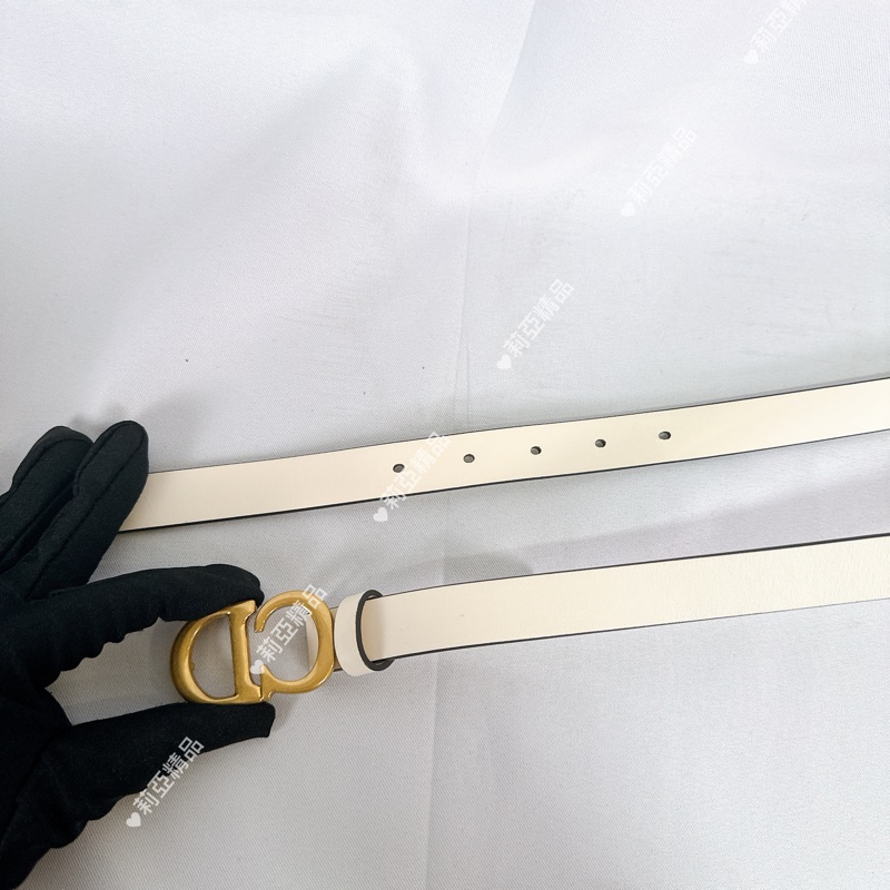 莉亞精品♡ Dior 霧金釦奶白色皮腰帶 75cm 二手美品-11