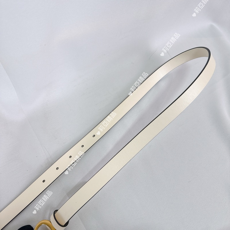 莉亞精品♡ Dior 霧金釦奶白色皮腰帶 75cm 二手美品-12
