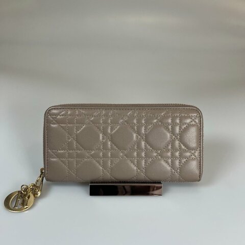 DIOR  灰藤格紋長夾