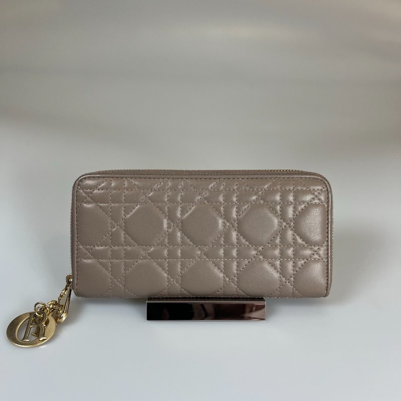 DIOR 灰藤格紋長夾-0