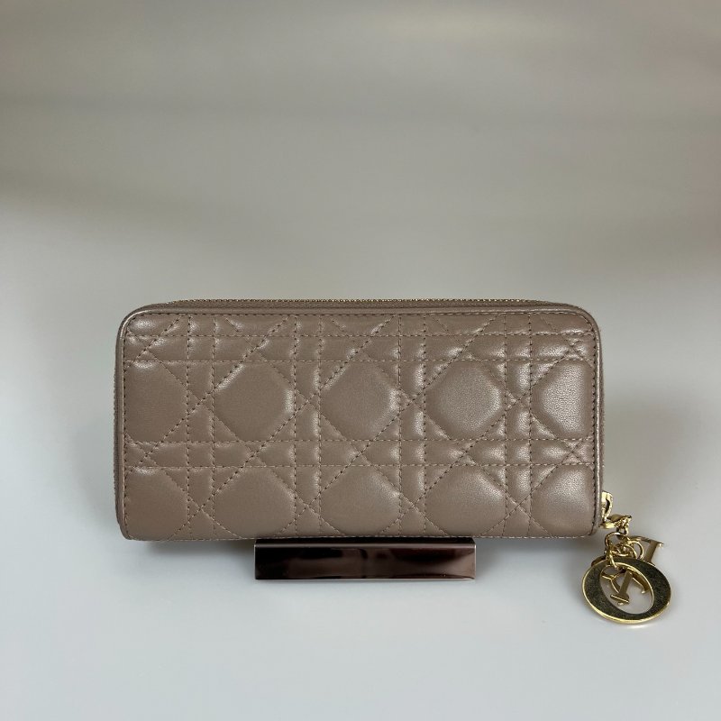 DIOR 灰藤格紋長夾-1