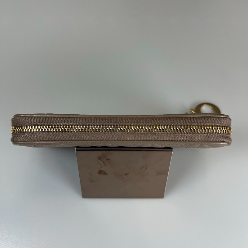 DIOR 灰藤格紋長夾-4