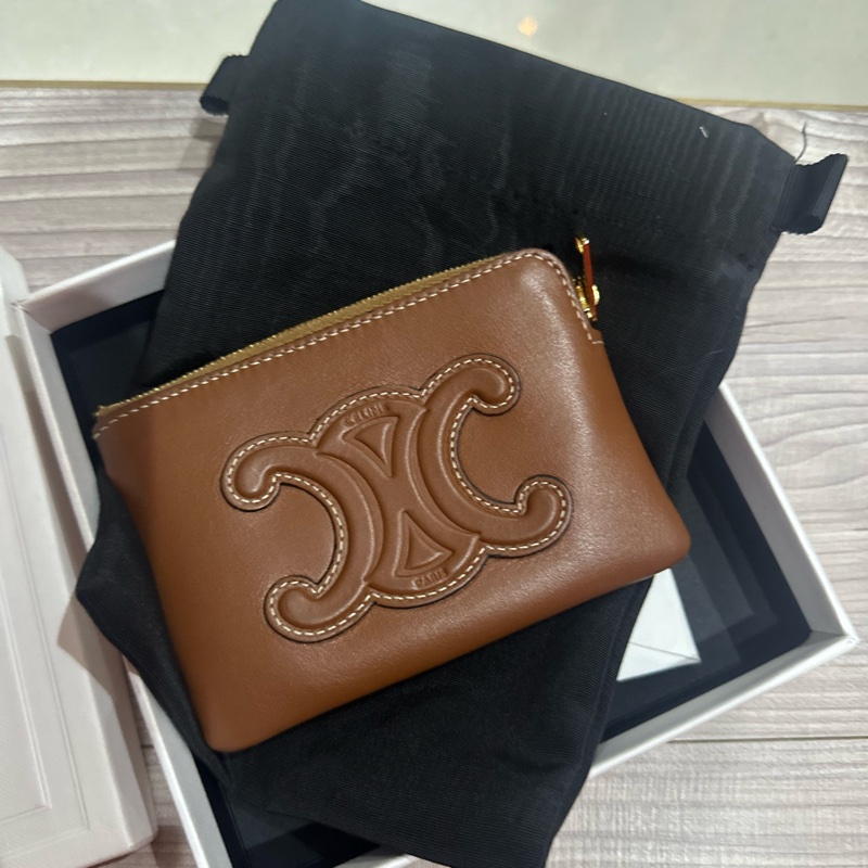 Celine 小牛皮大logo 拉鍊零錢包8新-1