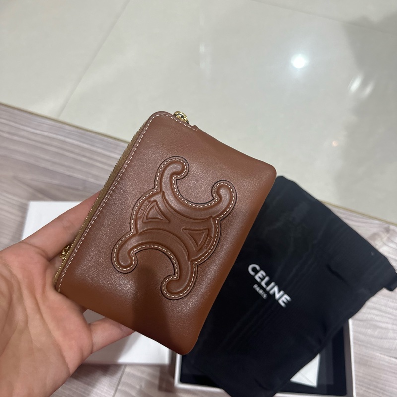 Celine 小牛皮大logo 拉鍊零錢包8新-4