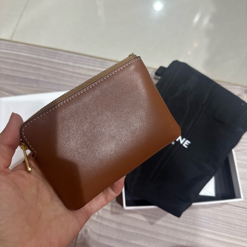 Celine 小牛皮大logo 拉鍊零錢包8新-6