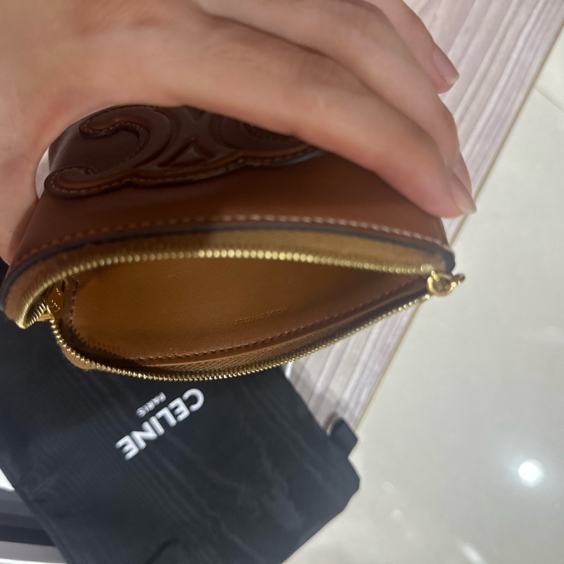 Celine 小牛皮大logo 拉鍊零錢包8新-9