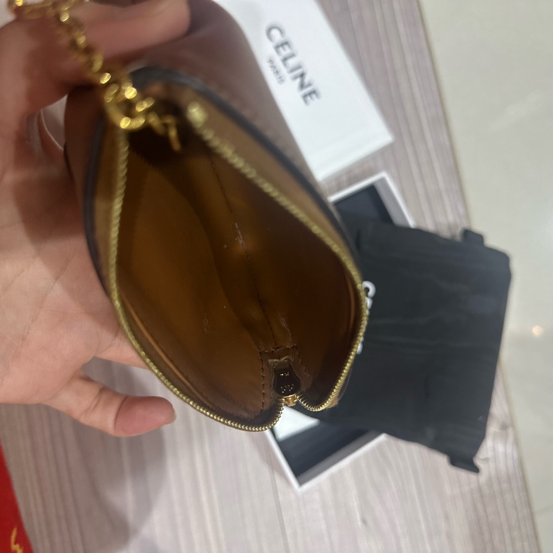 Celine 小牛皮大logo 拉鍊零錢包8新-10