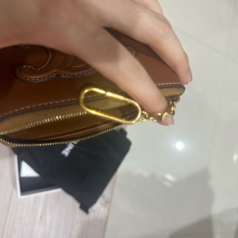 Celine 小牛皮大logo 拉鍊零錢包8新-12