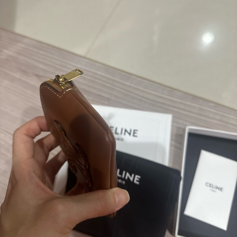 Celine 小牛皮大logo 拉鍊零錢包8新-14