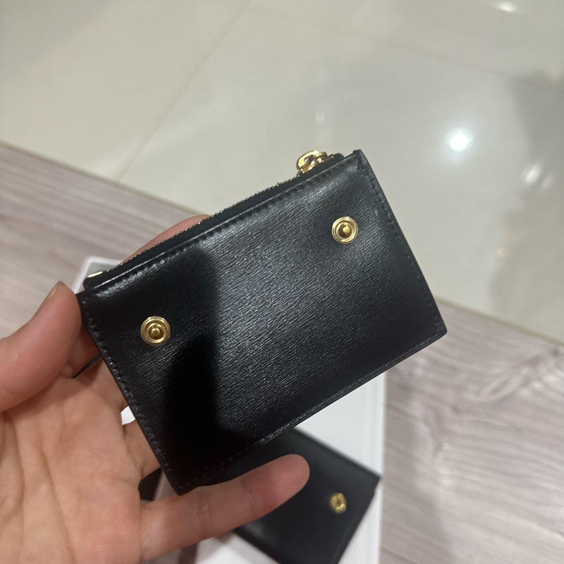 Celine 黑金2用式短夾8新-5