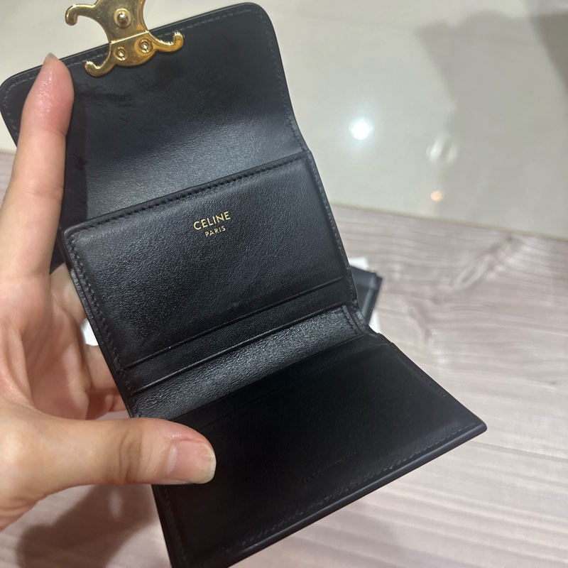 Celine 黑金2用式短夾8新-10