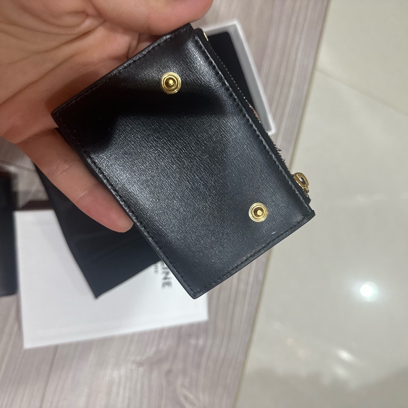Celine 黑金2用式短夾8新-13