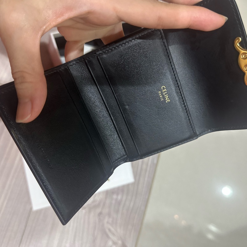 Celine 黑金2用式短夾8新-15