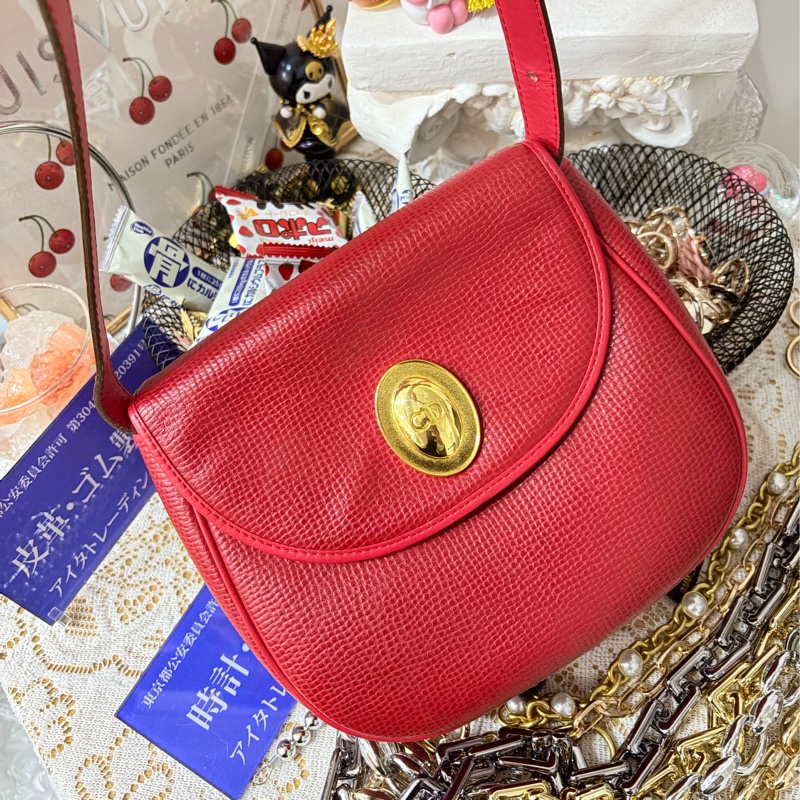 Dior 金蛋復古肩背包 紅金 中古-1
