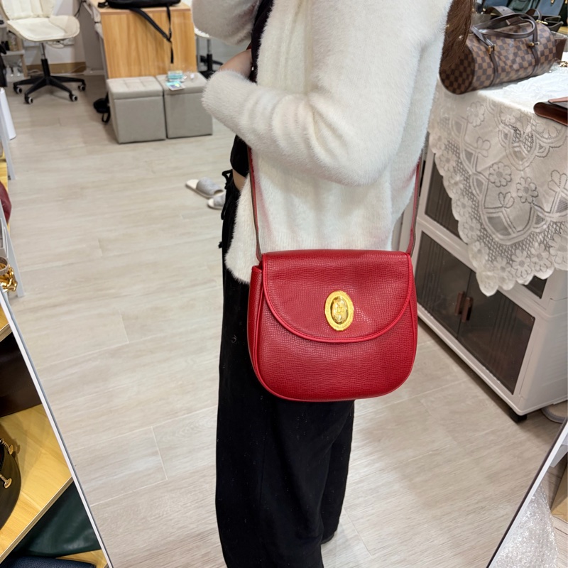 Dior 金蛋復古肩背包 紅金 中古-3