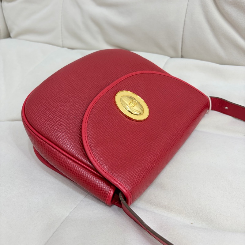 Dior 金蛋復古肩背包 紅金 中古-5