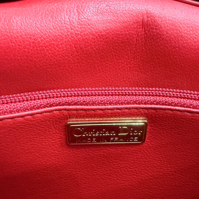Dior 金蛋復古肩背包 紅金 中古-18
