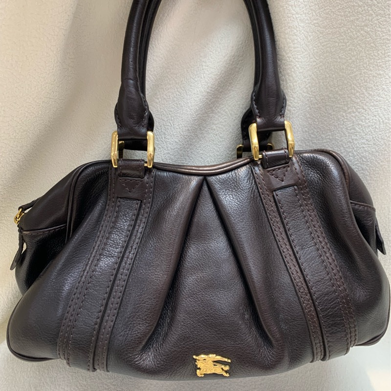 Burberry 巴寶莉啡色牛皮手拎袋-1