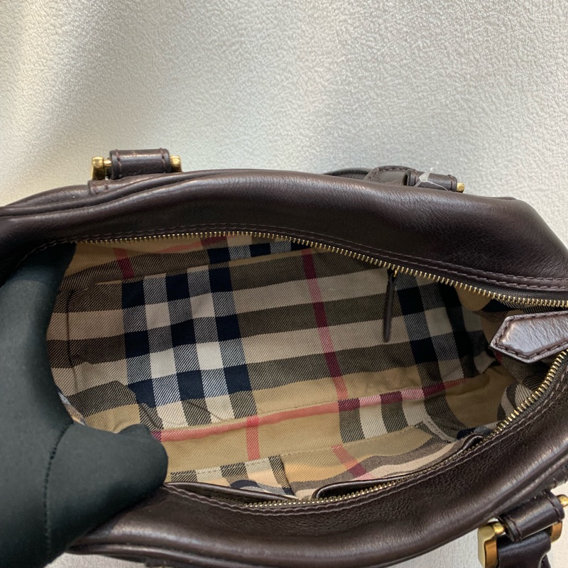Burberry 巴寶莉啡色牛皮手拎袋-8