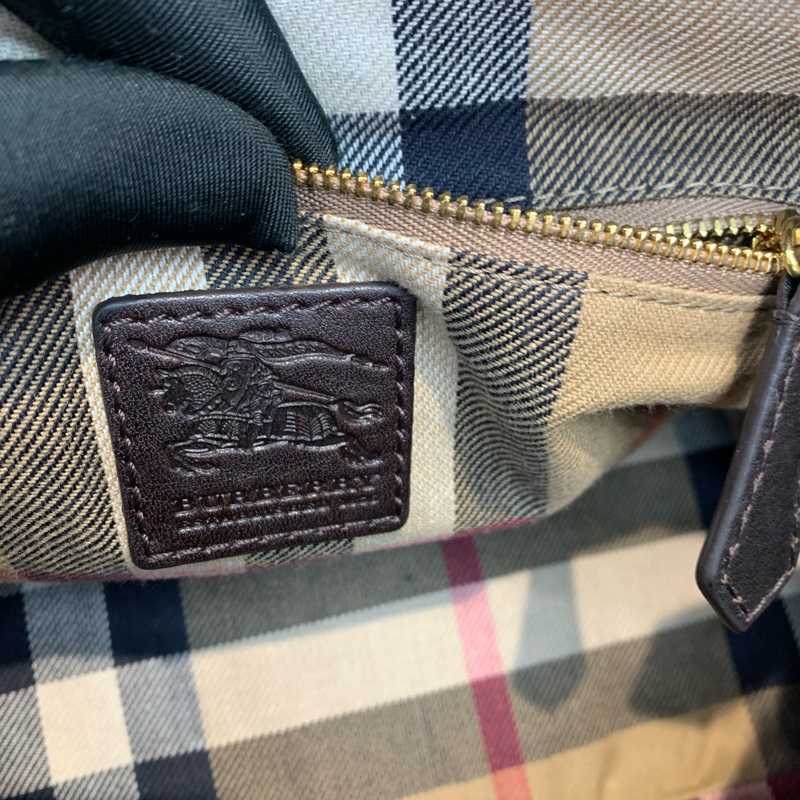 Burberry 巴寶莉啡色牛皮手拎袋-9