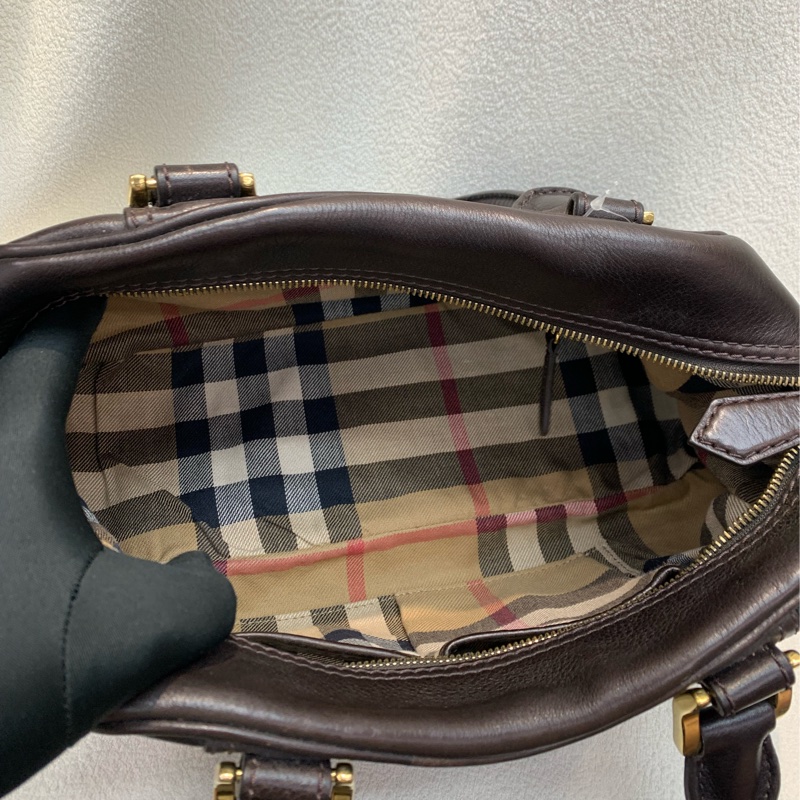 Burberry 巴寶莉啡色牛皮手拎袋-18