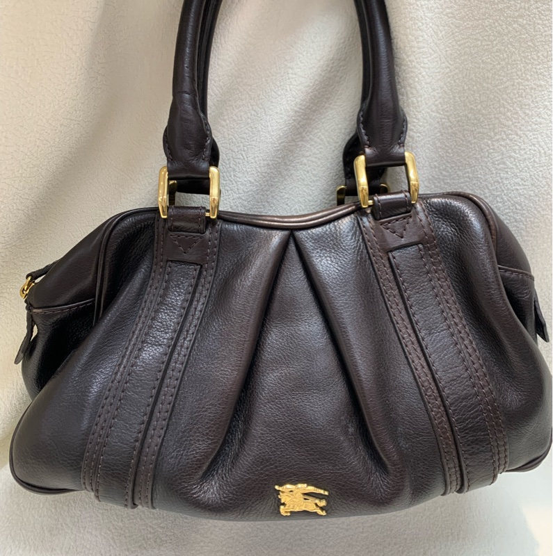 Burberry 巴寶莉啡色牛皮手拎袋-34