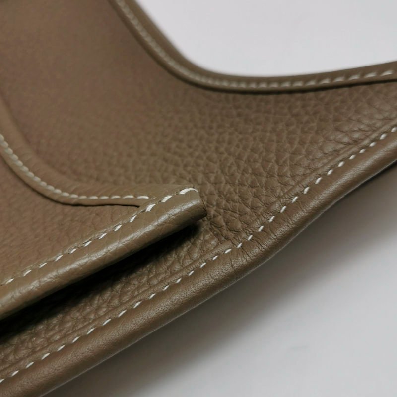 Hermes Evelyne29鏤空肩背包Clemence(TC)牛皮金扣18etoupe大象灰Y刻-19