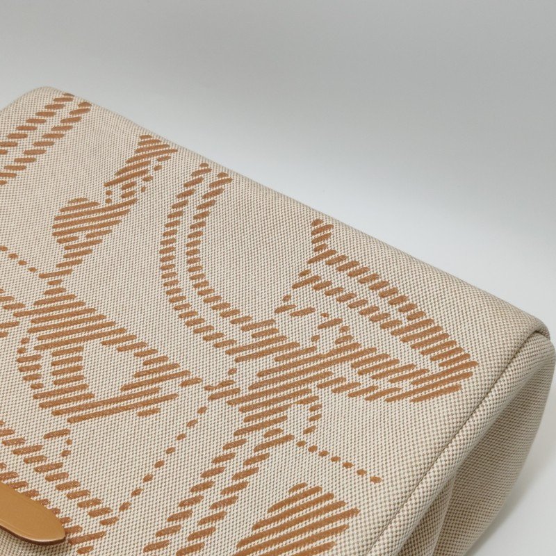 Hermes Herbag31狂躁的新娘馬鞍釘鎖扣單肩包帆布Hunter牛皮銀扣棕色淺米色Z刻-21