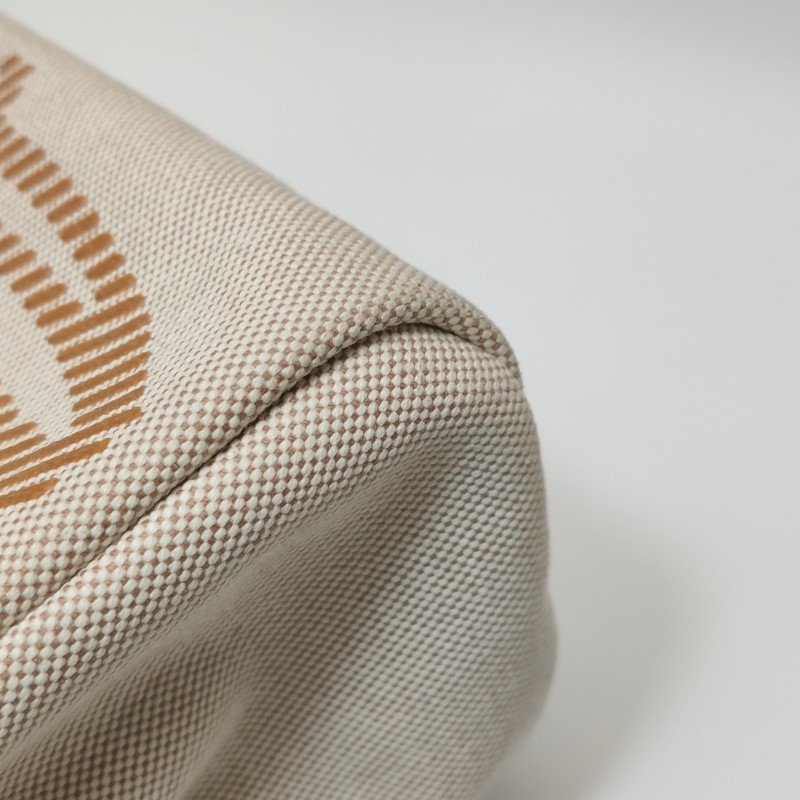 Hermes Herbag31狂躁的新娘馬鞍釘鎖扣單肩包帆布Hunter牛皮銀扣棕色淺米色Z刻-22