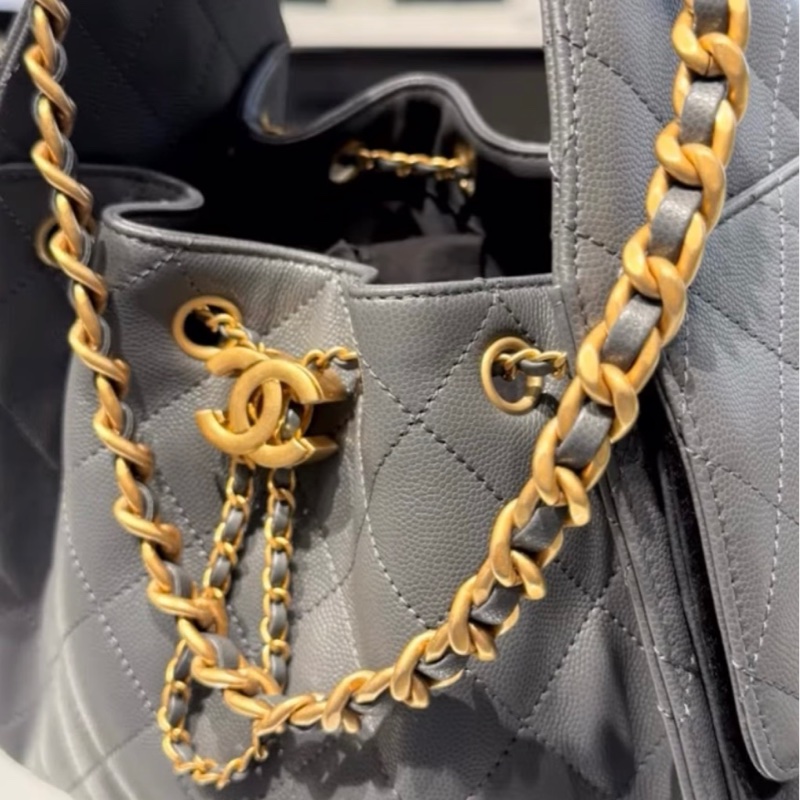 CHANEL香奈兒 25 Hobo bag (灰/金) (粒面/金灰雙色鏈帶)-1