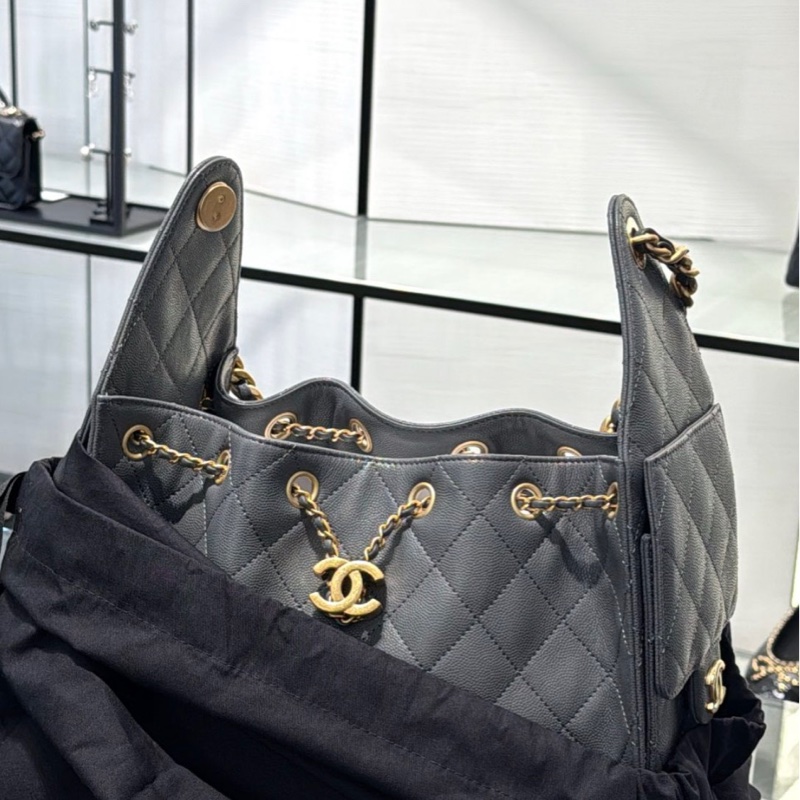 CHANEL香奈兒 25 Hobo bag (灰/金) (粒面/金灰雙色鏈帶)-3