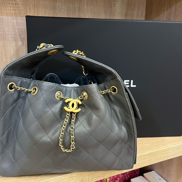 CHANEL香奈兒 25 Hobo bag (灰/金) (粒面/金灰雙色鏈帶)-5