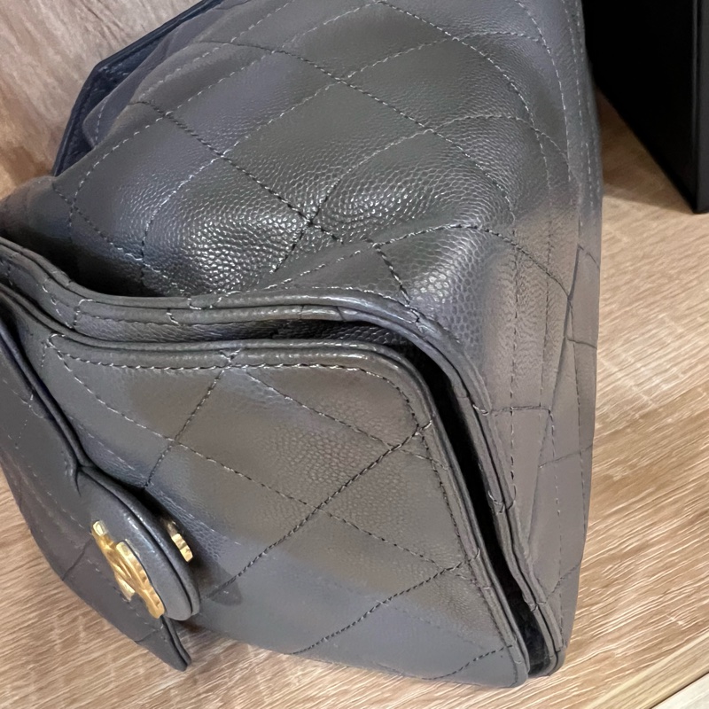 CHANEL香奈兒 25 Hobo bag (灰/金) (粒面/金灰雙色鏈帶)-7