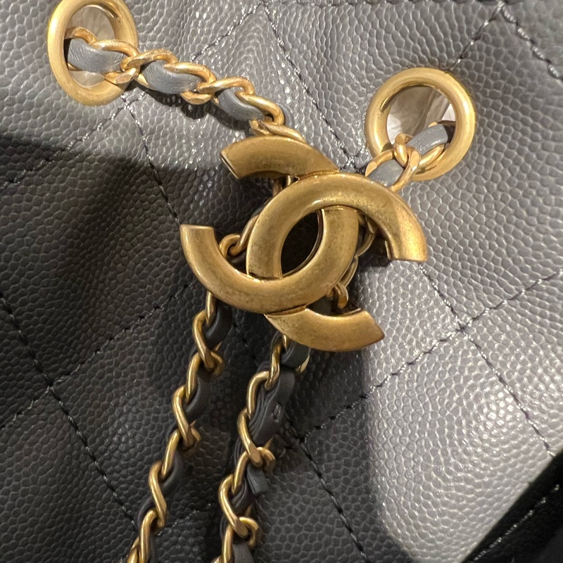 CHANEL香奈兒 25 Hobo bag (灰/金) (粒面/金灰雙色鏈帶)-12