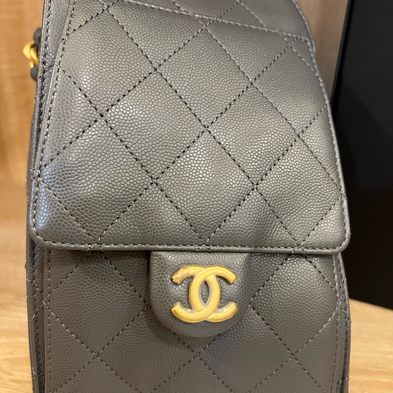 CHANEL香奈兒 25 Hobo bag (灰/金) (粒面/金灰雙色鏈帶)-14