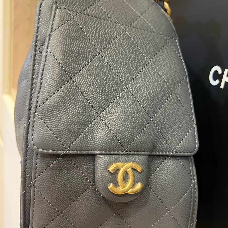 CHANEL香奈兒 25 Hobo bag (灰/金) (粒面/金灰雙色鏈帶)-15