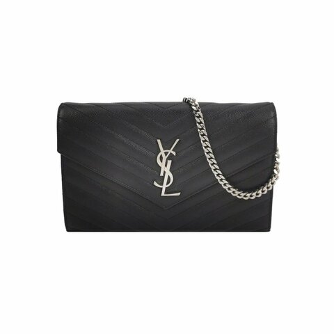 Saint Laurent Envelope牛皮V紋絎縫YSL標誌斜背包肩背包