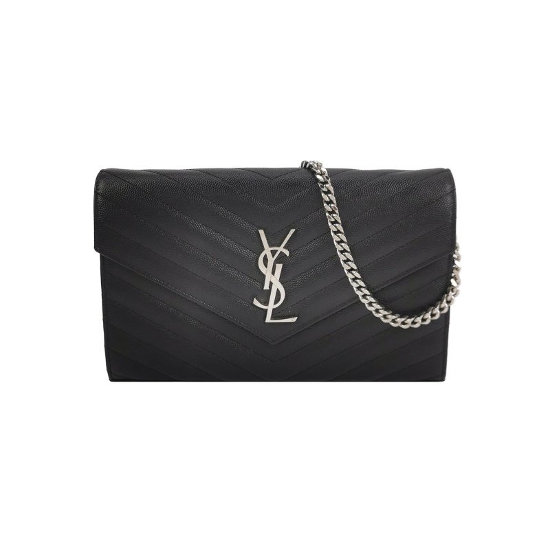 Saint Laurent Envelope牛皮V紋絎縫YSL標誌斜背包肩背包-0