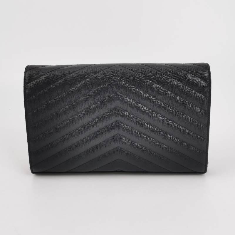 Saint Laurent Envelope牛皮V紋絎縫YSL標誌斜背包肩背包-4